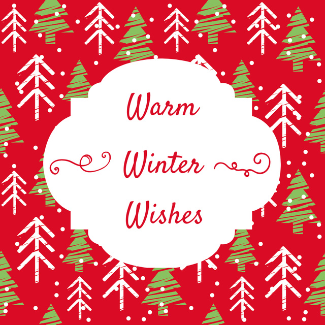 Cute Winter Holidays Greeting on Red Instagram – шаблон для дизайну