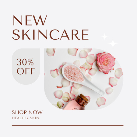 New Skincare Product Sale Ad with Rose Petals Instagram Design Template