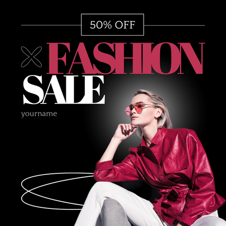 Fashion Sale Ad with Woman in Pink Blouse Instagram Design Template