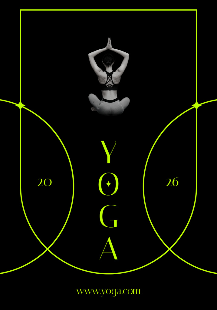 Woman Practicing Yoga in Lotus Pose Poster 28x40in – шаблон для дизайна