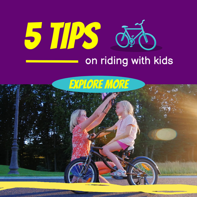 Platilla de diseño Essential Set Of Tips On Riding Bike With Children Animated Post