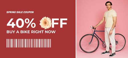 Spring Bicycle Sale Coupon 3.75x8.25in Design Template