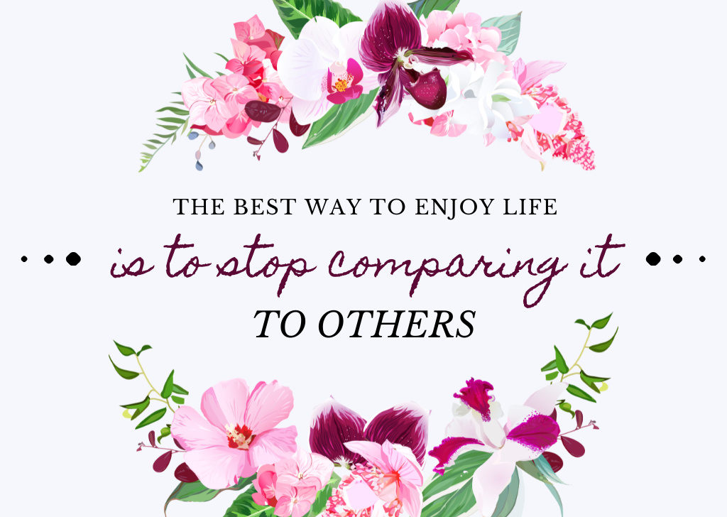 Motivational quote with flowers wreath Card – шаблон для дизайну