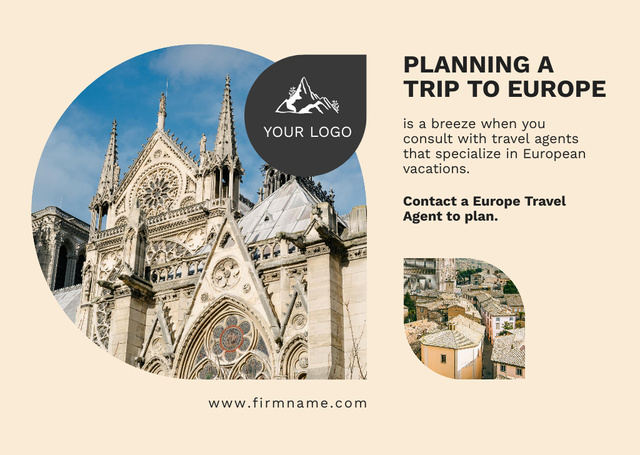 Travel Tour Offer to Europe Card Modelo de Design
