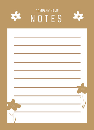 Daily Checklist with Flowers Illustration on Brown Notepad 4x5.5in Design Template