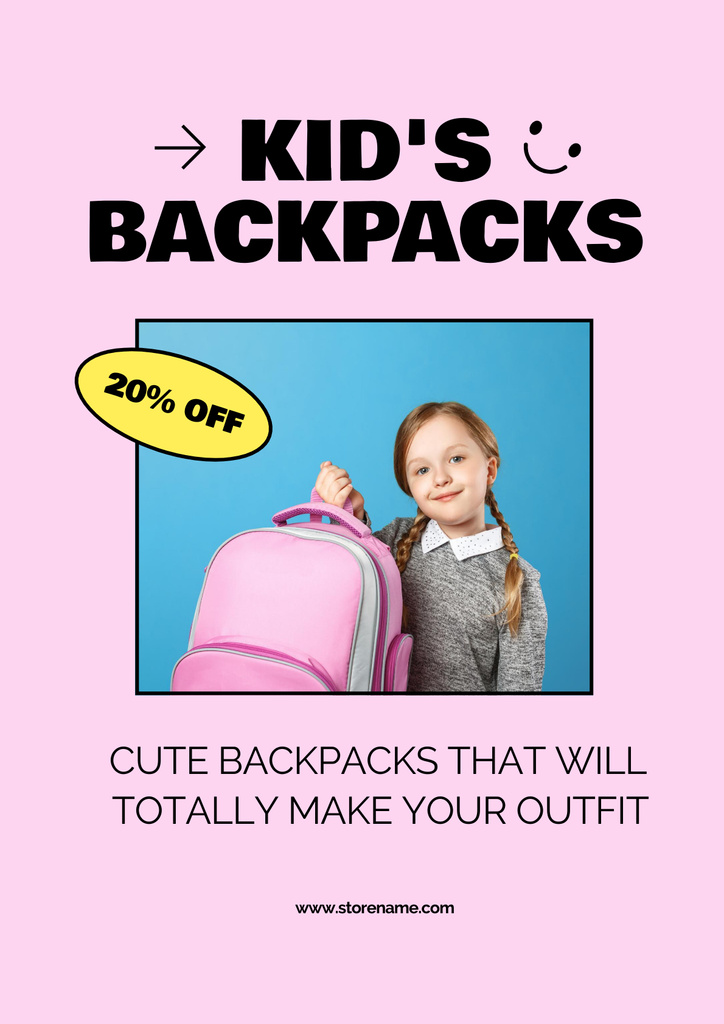 Kid's Backpacks for School At Discounted Rates Poster Design Template