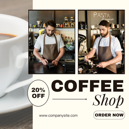 Discounts For Coffee Order Offer By Barista Instagram AD Design Template
