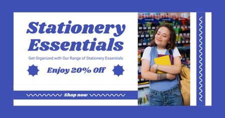 Product Bargains At Stationery Store Facebook AD Design Template