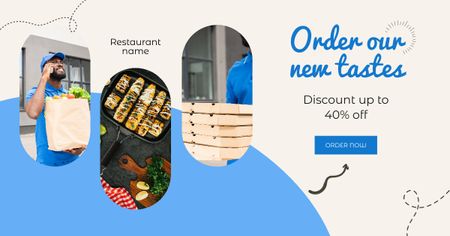 Food Delivery Promotion  with Tasty Dishes Facebook AD Design Template