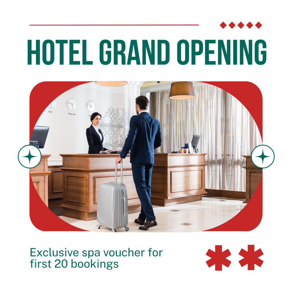Top-notch SPA Voucher Due New Hotel Grand Opening Instagram AD Design Template