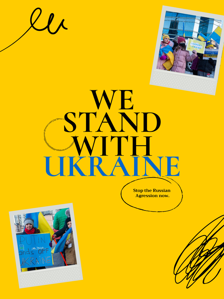 We stand with Ukraine Poster US Design Template