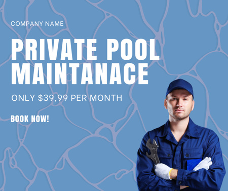 Comprehensive Private Pool Maintenance Service Offer With Fixed Price Facebook Design Template
