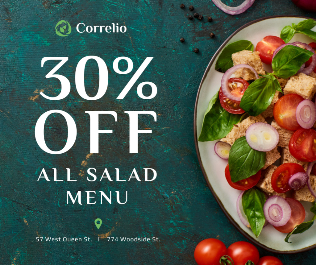 Plantilla de diseño de Salad menu offer with fresh vegetables Facebook 