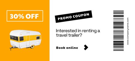 Travel Trailer Rental Offer with Special Discount Coupon 3.75x8.25in Design Template