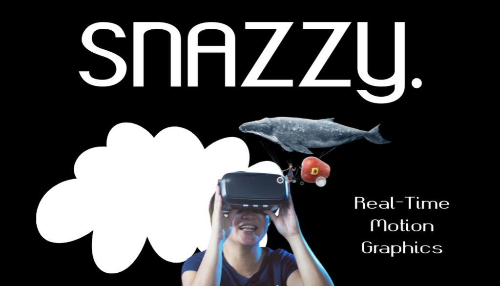 Designvorlage Man with VR Glasses Looking at Whale für Business Card US