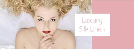Silk linen Offer with Woman resting in Bed Facebook cover Design Template