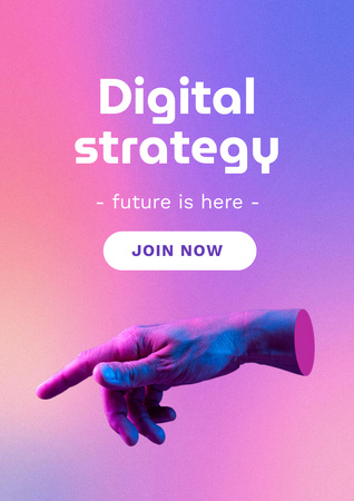 Digital Strategy Ad with Hand Poster A3 Tasarım Şablonu