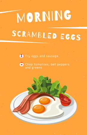 Plantilla de diseño de cocinar huevos revueltos por la mañana Recipe Card 
