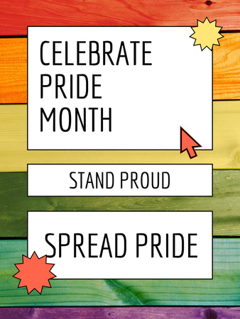 Designvorlage Inspirierender Satz über Stolz mit LGBT-Farben für Poster US