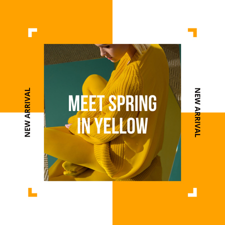 Sarı Ve Bahar Moda Koleksiyonu Promosyonu Instagram Tasarım Şablonu