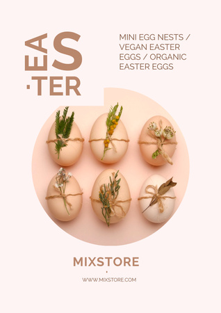 Organik Yumurta Ve Paskalya Bayramı Kutlama Duyurusu Poster Tasarım Şablonu