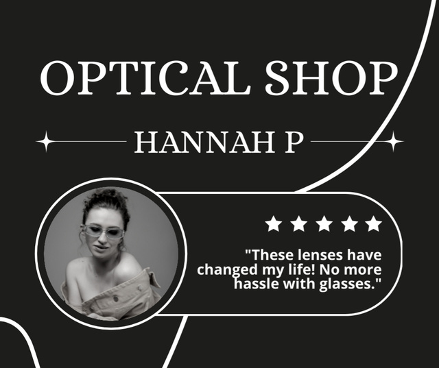 Ontwerpsjabloon van Facebook van Customer Review about Quality of Lenses in New Glasses