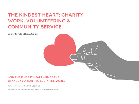Charity Work with Heart in Hand Poster 18x24in Horizontal Design Template