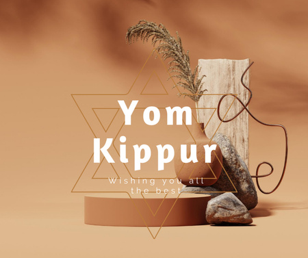 Yom Kippur Holiday Greeting with Star of David Facebook Design Template