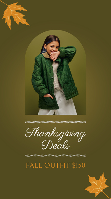 Fall Puffer Jacket For Kid On Thanksgiving Instagram Video Story – шаблон для дизайну