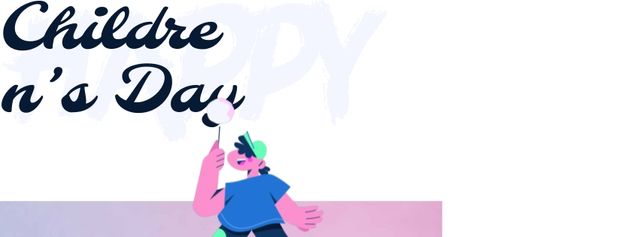 Children's Day Greeting Happy Kid with Candy Facebook Video cover Design Template