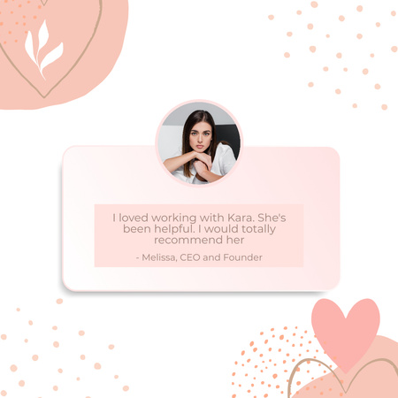 Customer Service Review with Brunette Woman Instagram Design Template