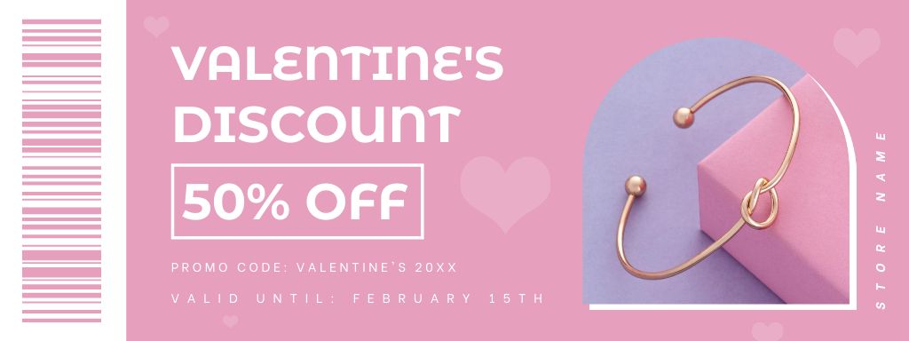 Valentine's Day Jewelery Discount Voucher Couponデザインテンプレート