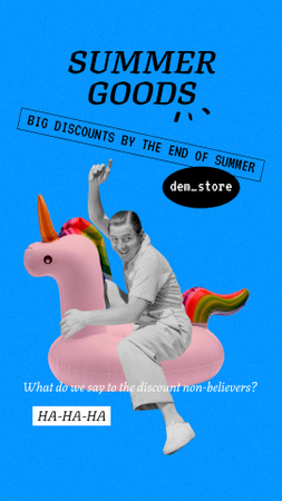 Modèle de visuel Funny Man on Inflatable Unicorn - Instagram Story