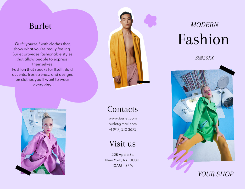 Colorful Fashion Boutique Promotion With Clothes Brochure 8.5x11in Design Template