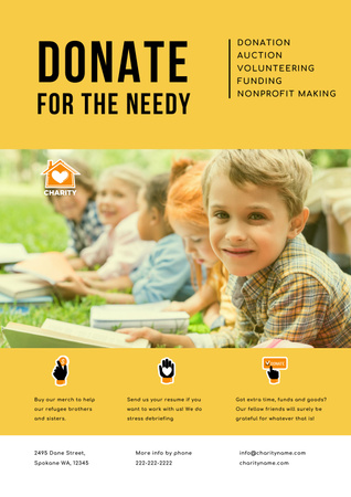 Donate To Help Kids In Need Poster Design Template