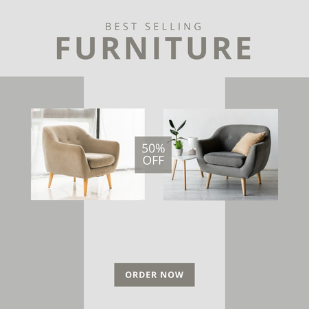 Excellent Furniture Pieces Sale Offer With Plant Instagram Design Template