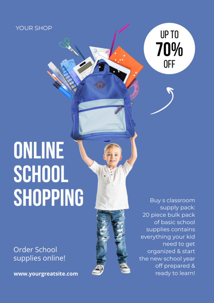 Ontwerpsjabloon van Poster A3 van Online School Shopping Announcement