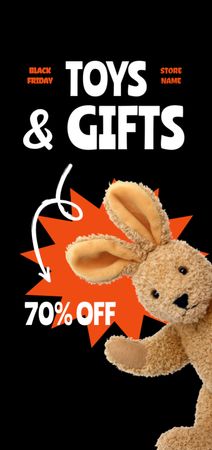 Toys Sale on Black Friday with Cute Rabbit Flyer DIN Large Design Template
