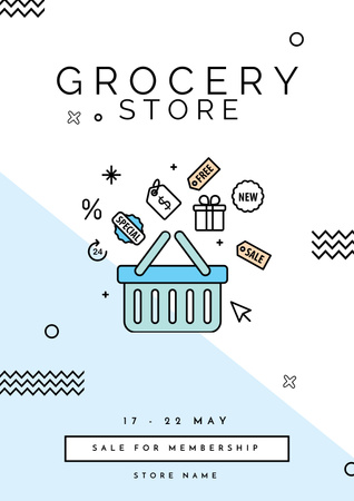Grocery Store Sale Offer Announcement Poster Design Template