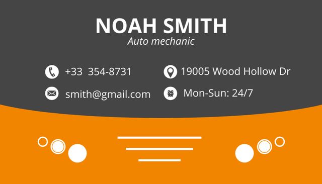 Car Services Offer on Grey and Orange Business Card US Πρότυπο σχεδίασης