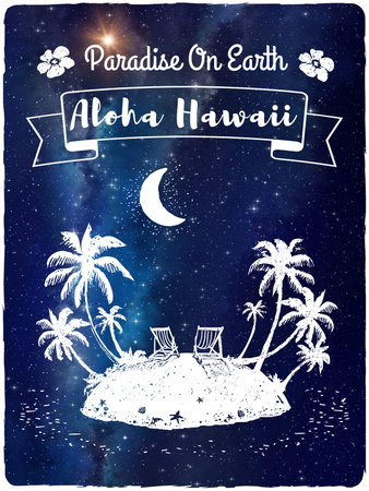 Template di design Hawaii travelling inspiration with Tropical island Poster US