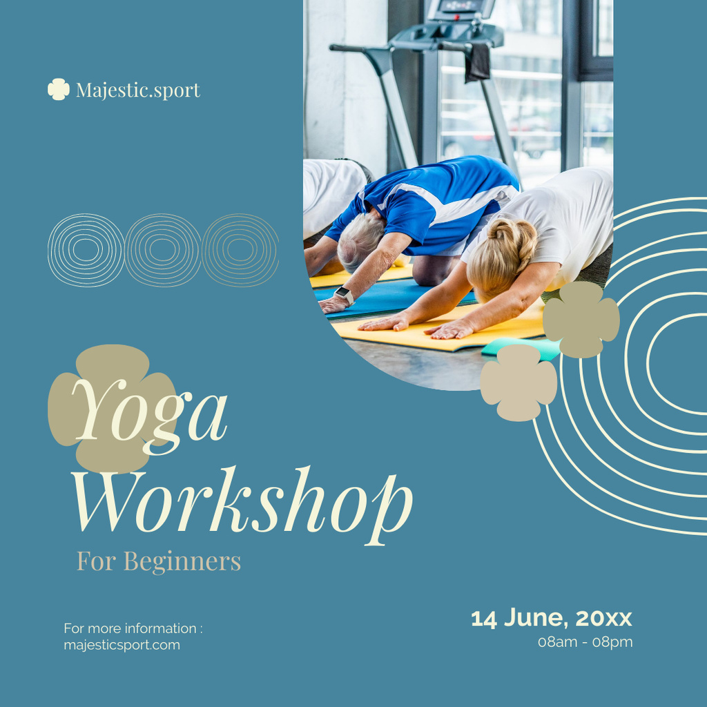 Plantilla de diseño de Yoga Workshop For Beginners And Seniors In Summer Instagram 