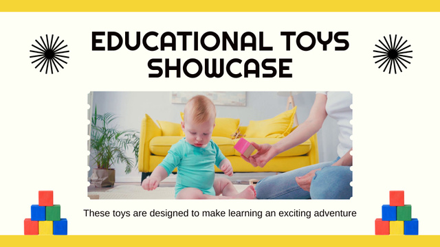 Designvorlage Showcase of Educational Toys with Cute Baby für Full HD video