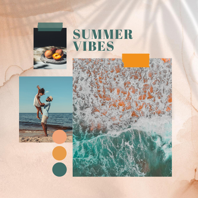 Summer Vibes on Coastline Collage Instagramデザインテンプレート