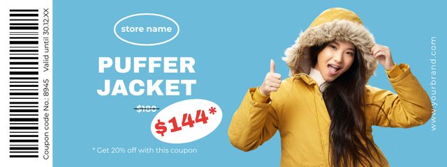 Winter Puffer Jackets Sale Coupon Design Template