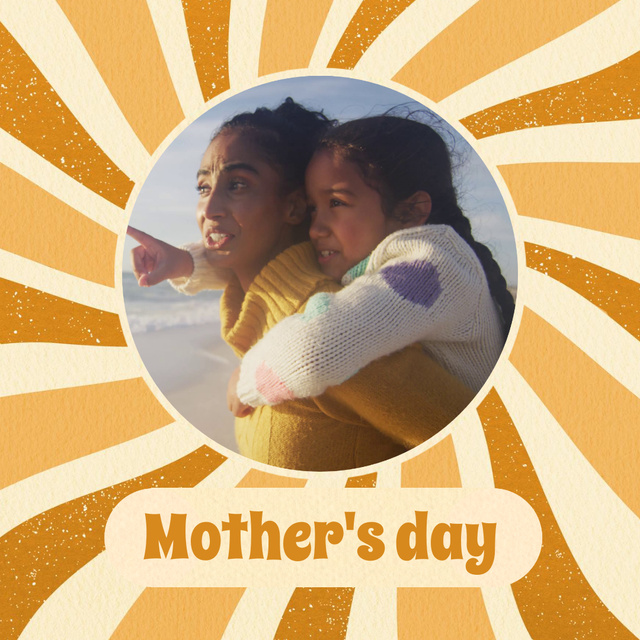 Cheerful Mother and Daughter on Walk on Mother's Day Animated Postデザインテンプレート