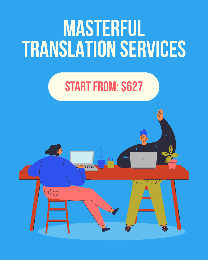 Best Translation Service Offer With Price Description Instagram Post Verticalデザインテンプレート