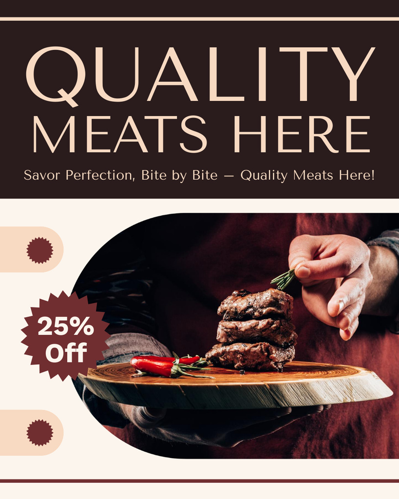 Designvorlage High Quality Meat Is Here für Instagram Post Vertical
