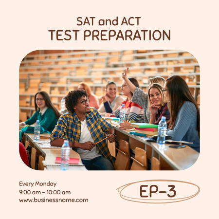 Talk Show Episode About Test Preparation Podcast Cover Design Template
