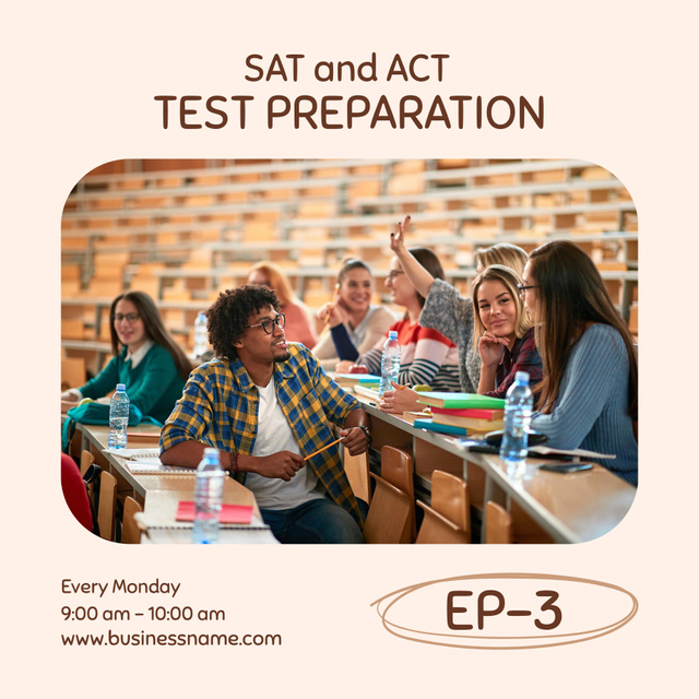Platilla de diseño Talk Show Episode About Test Preparation Podcast Cover